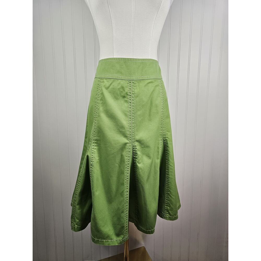 Boden Pleated Lime Green A-Line Skirt Women's Size 10 Retro Cottage Twill